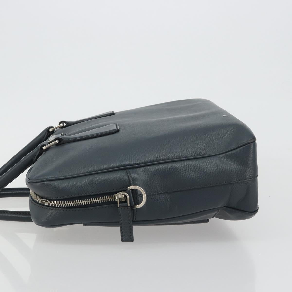 PRADA Business Bag Saffiano leather Navy Silver Auth ka5145