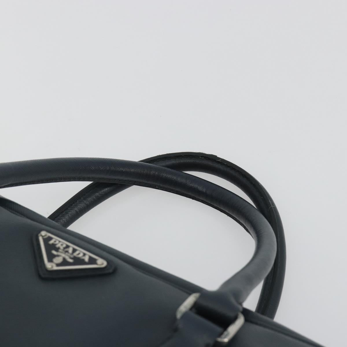 PRADA Business Bag Saffiano leather Navy Silver Auth ka5145