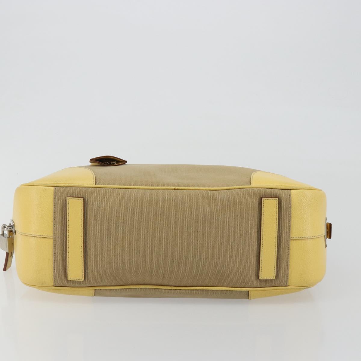 PRADA Hand Bag Canvas Beige Silver Auth ka5146A