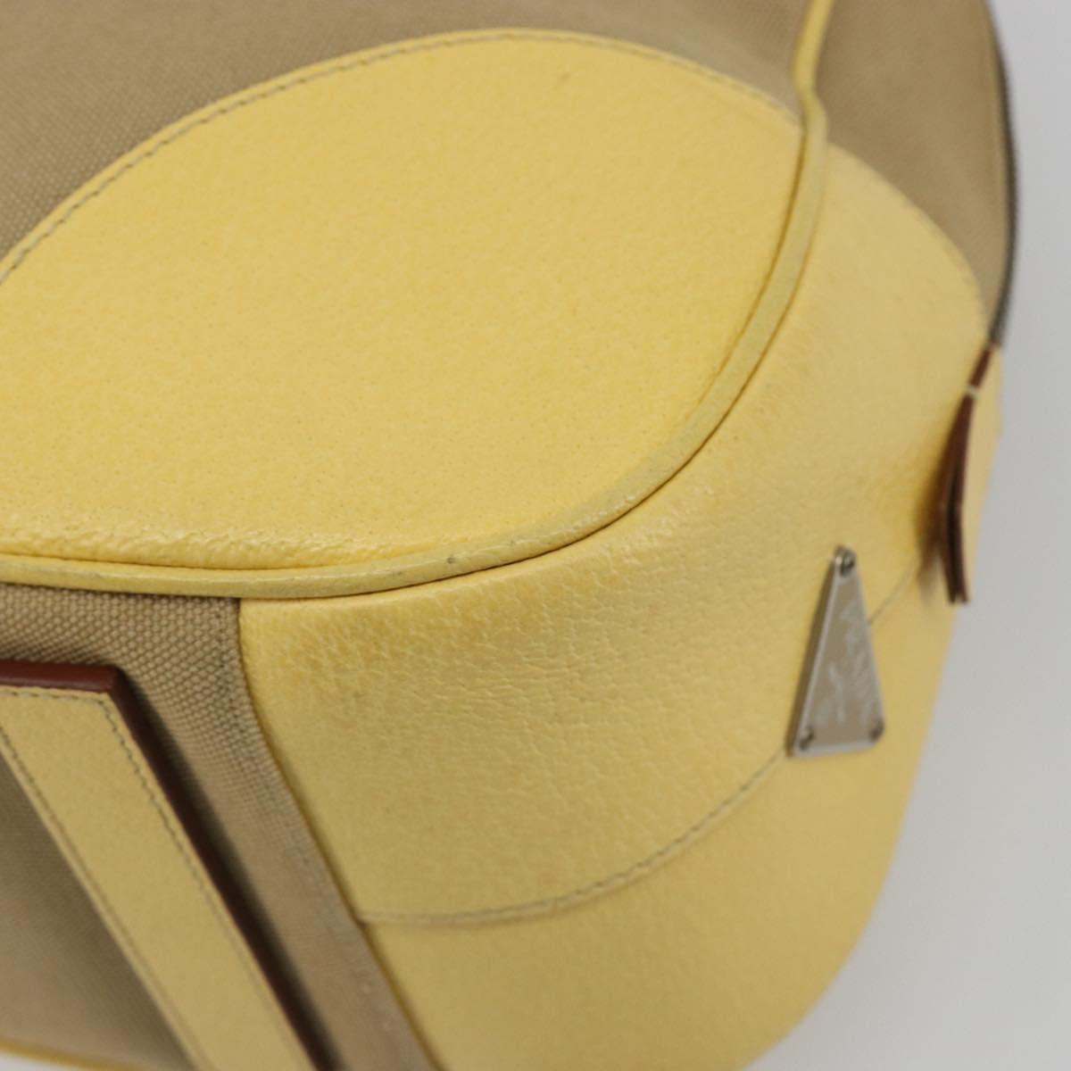 PRADA Hand Bag Canvas Beige Silver Auth ka5146A