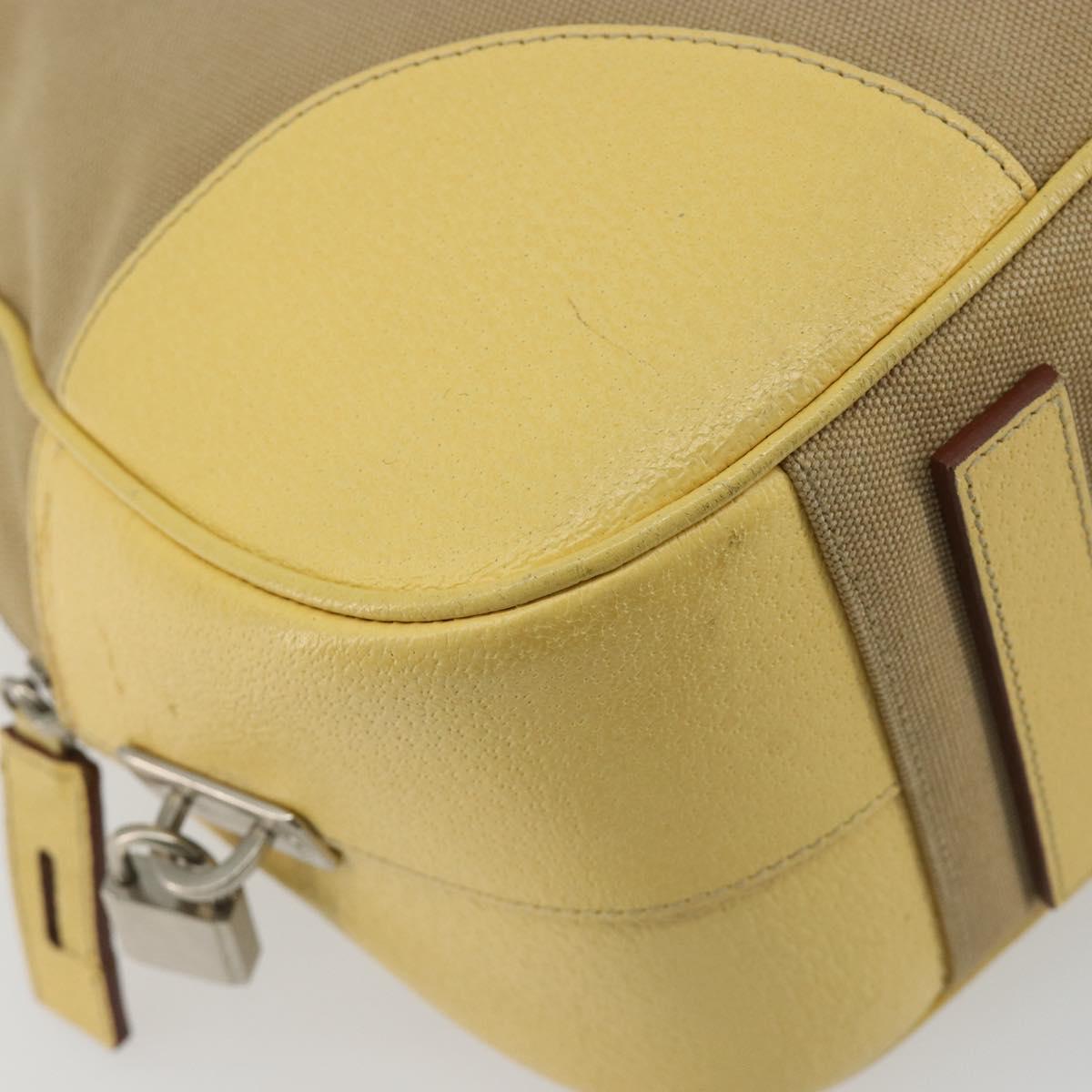 PRADA Hand Bag Canvas Beige Silver Auth ka5146A