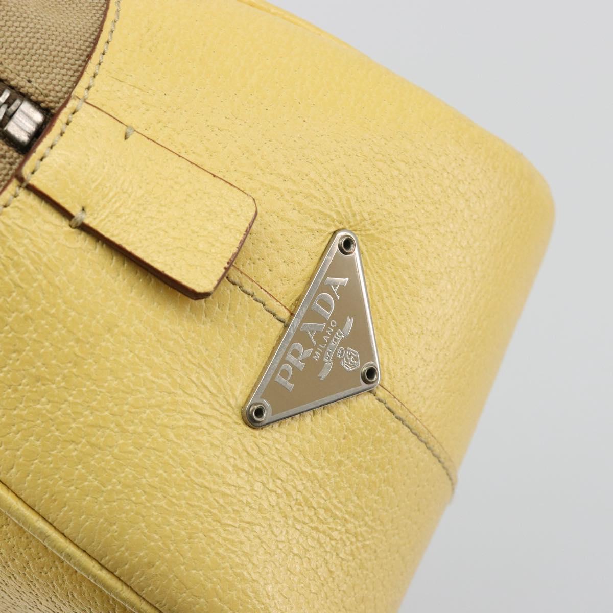 PRADA Hand Bag Canvas Beige Silver Auth ka5146A