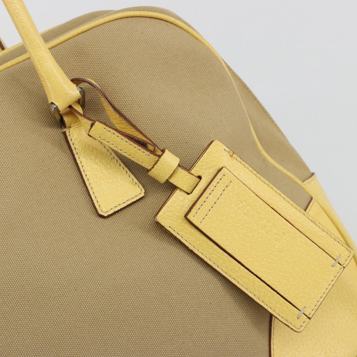 PRADA Hand Bag Canvas Beige Silver Auth ka5146A