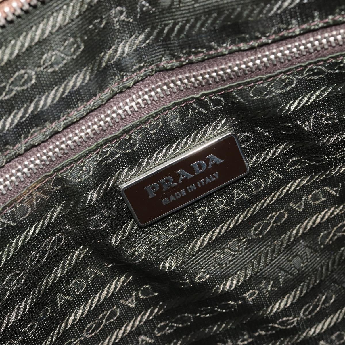 PRADA Hand Bag Canvas Beige Silver Auth ka5146A