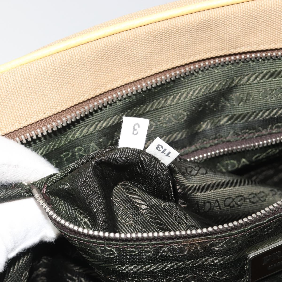 PRADA Hand Bag Canvas Beige Silver Auth ka5146A
