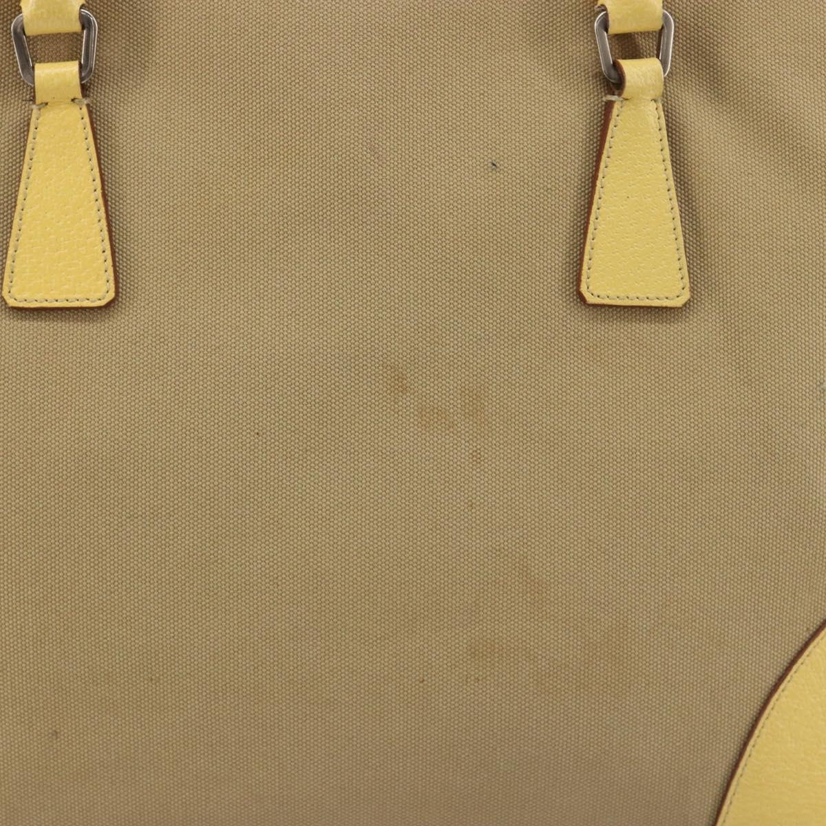 PRADA Hand Bag Canvas Beige Silver Auth ka5146A