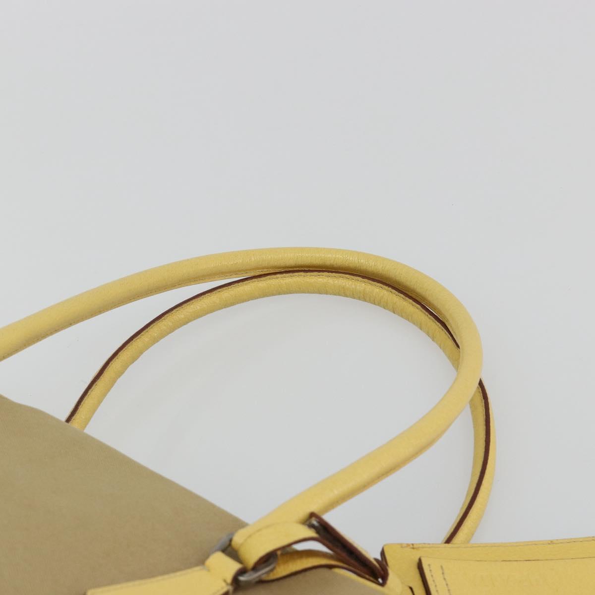 PRADA Hand Bag Canvas Beige Silver Auth ka5146A