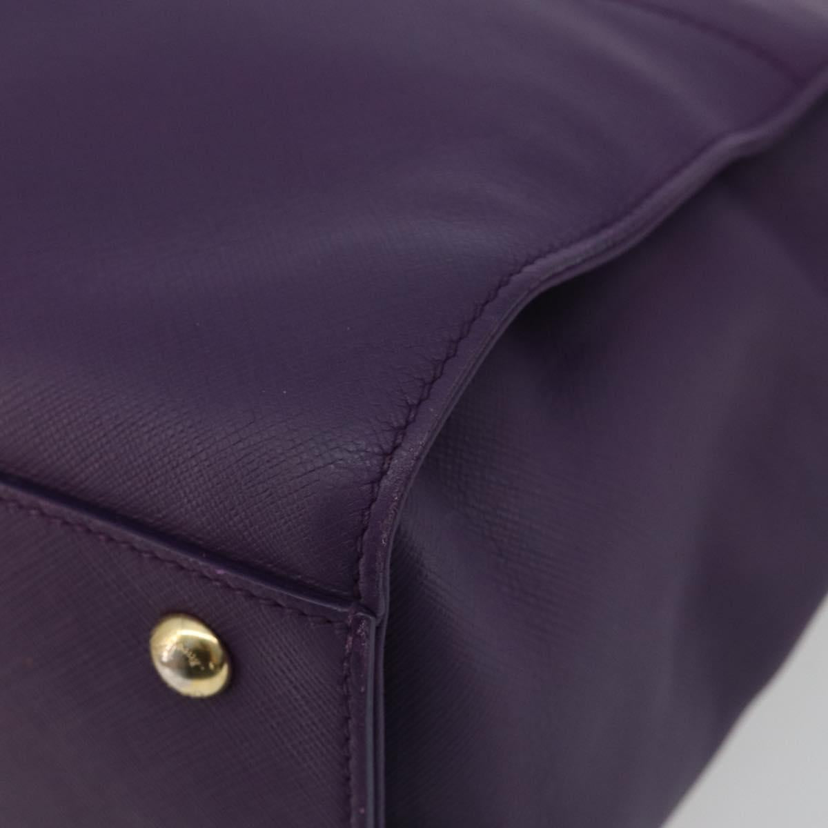 Salvatore Ferragamo Gancini Hand Bag Leather 2way Purple Gold Auth ka5151A