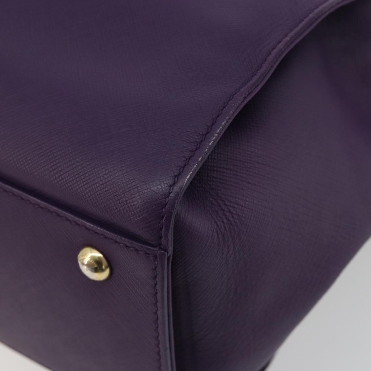 Salvatore Ferragamo Gancini Hand Bag Leather 2way Purple Gold Auth ka5151A