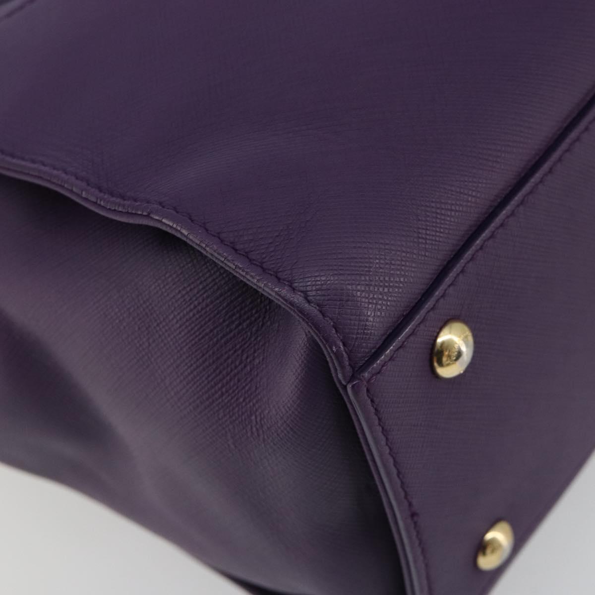 Salvatore Ferragamo Gancini Hand Bag Leather 2way Purple Gold Auth ka5151A