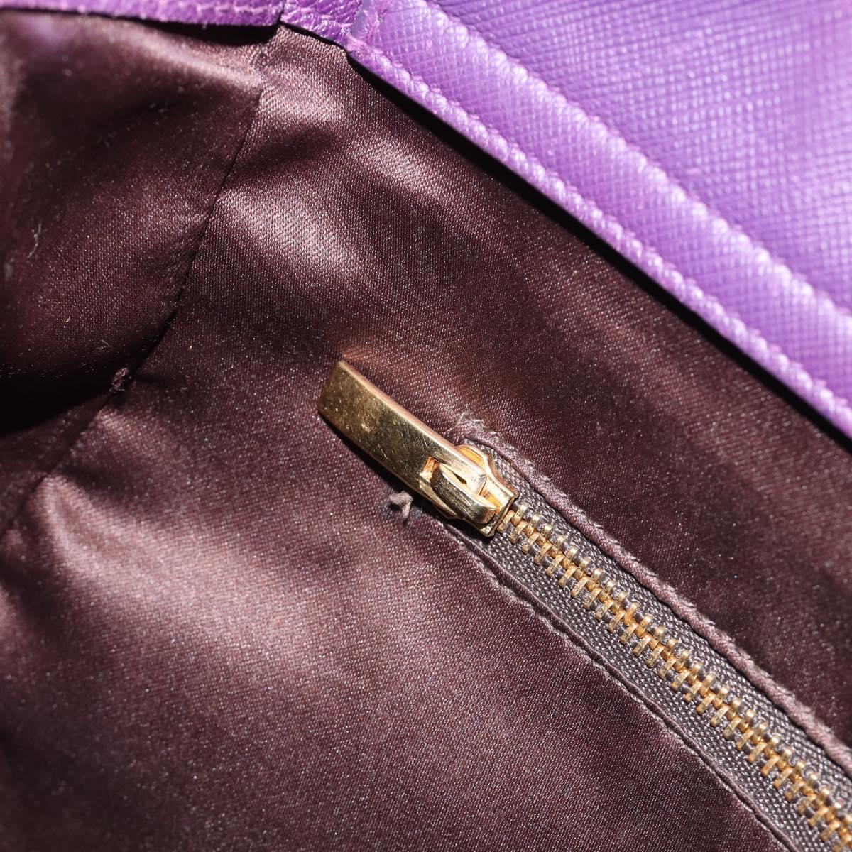 Salvatore Ferragamo Gancini Hand Bag Leather 2way Purple Gold Auth ka5151A