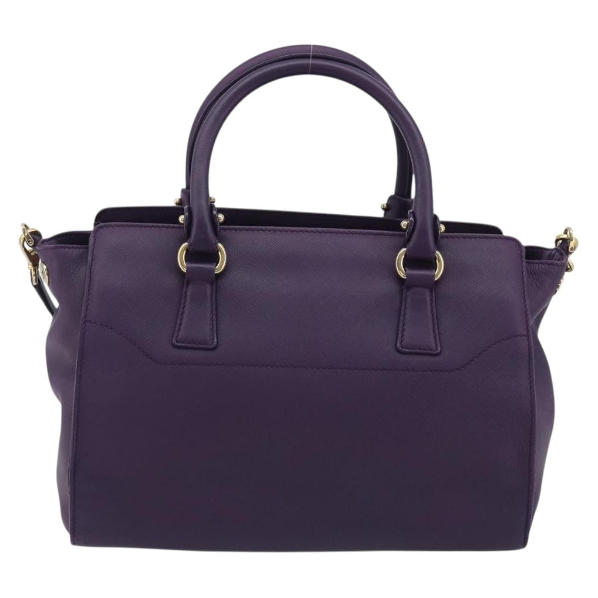 Salvatore Ferragamo Gancini Hand Bag Leather 2way Purple Gold Auth ka5151A