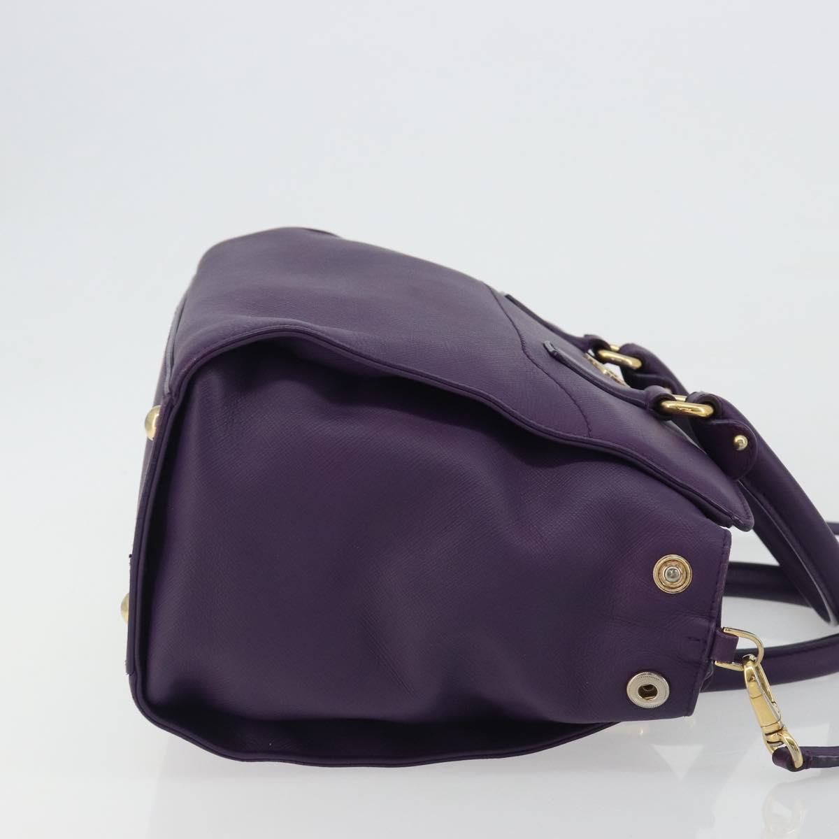 Salvatore Ferragamo Gancini Hand Bag Leather 2way Purple Gold Auth ka5151A