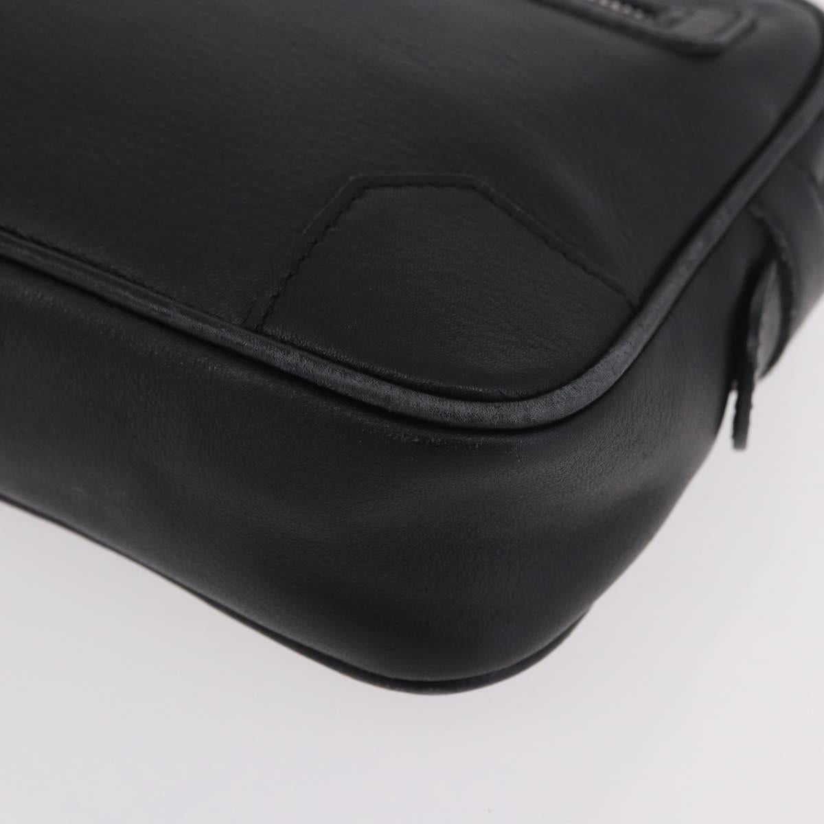 CELINE Clutch Bag Leather Black Silver Auth ka5153