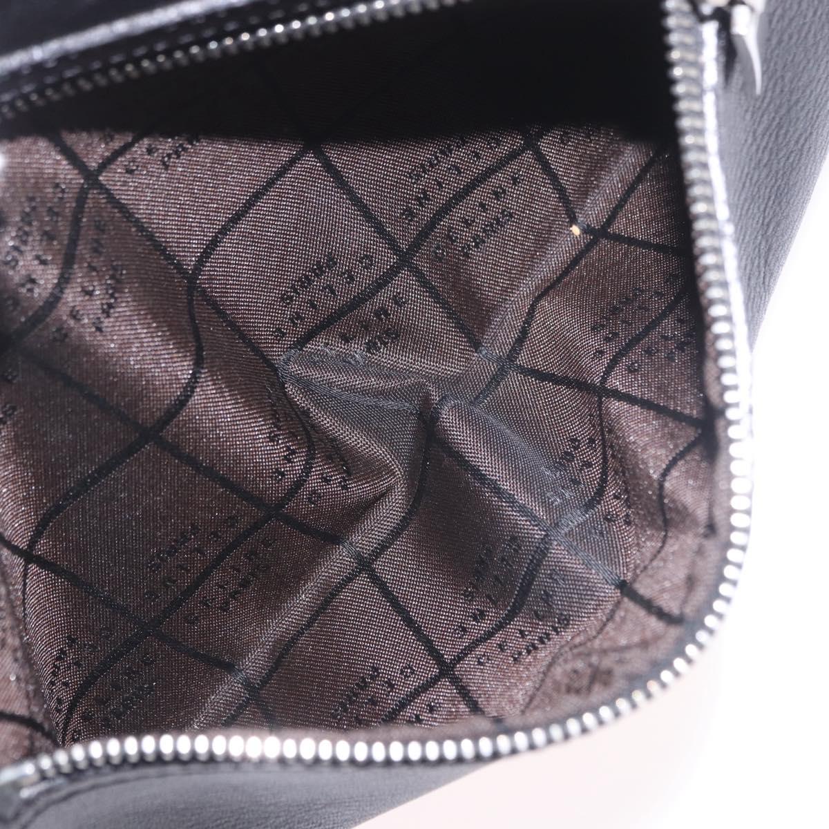 CELINE Clutch Bag Leather Black Silver Auth ka5153