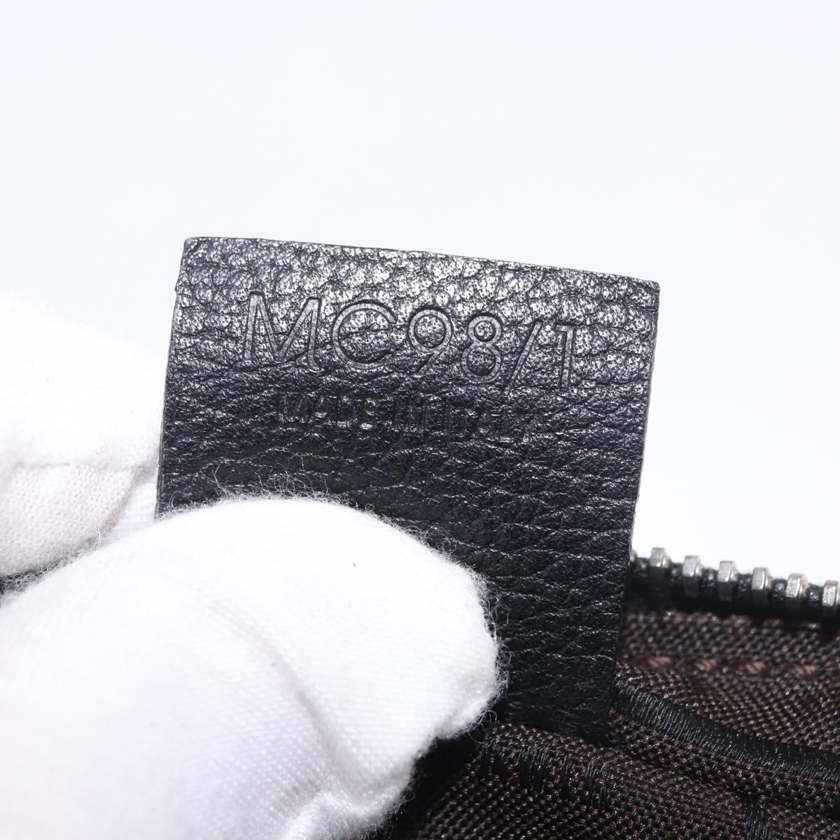 CELINE Clutch Bag Leather Black Silver Auth ka5153