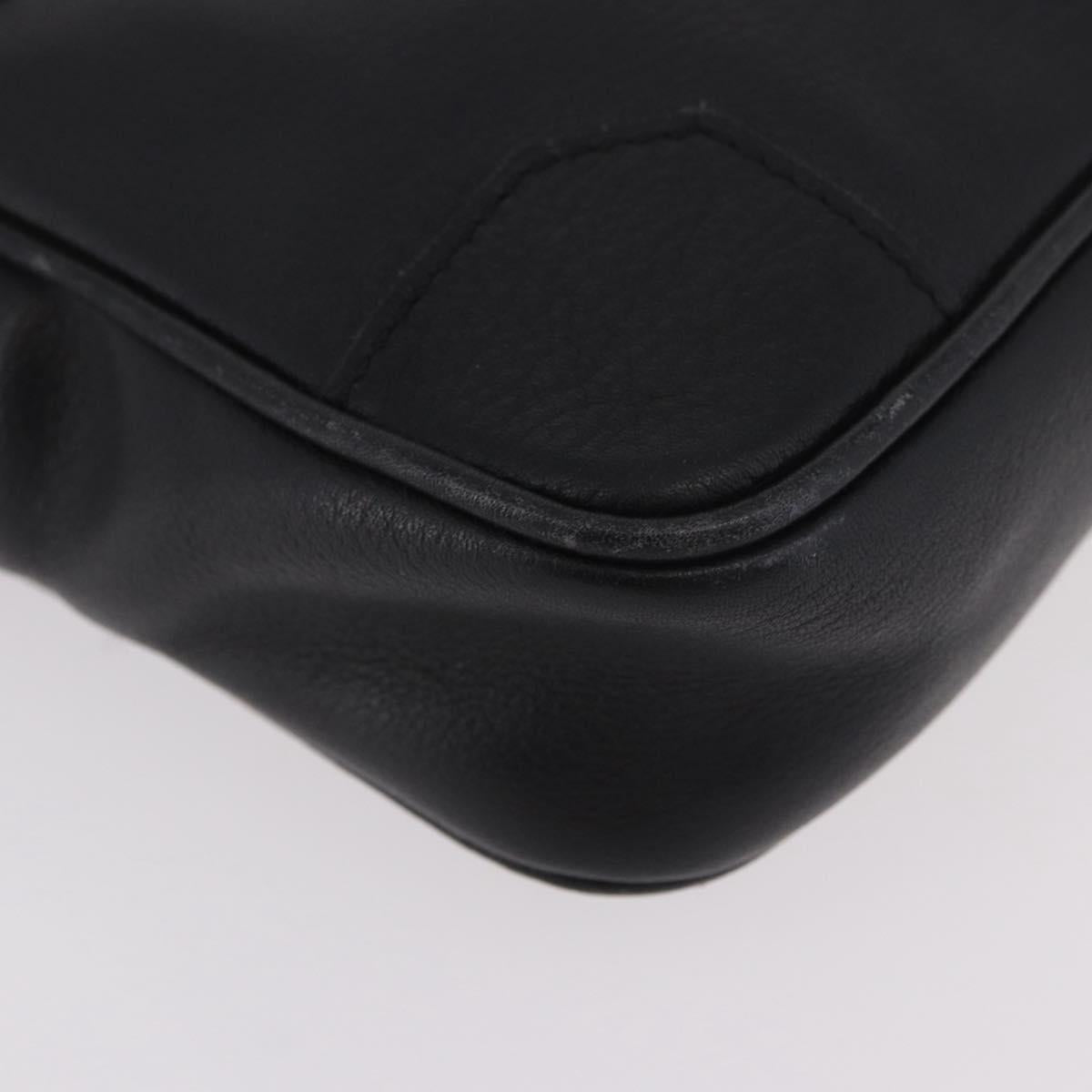 CELINE Clutch Bag Leather Black Silver Auth ka5153