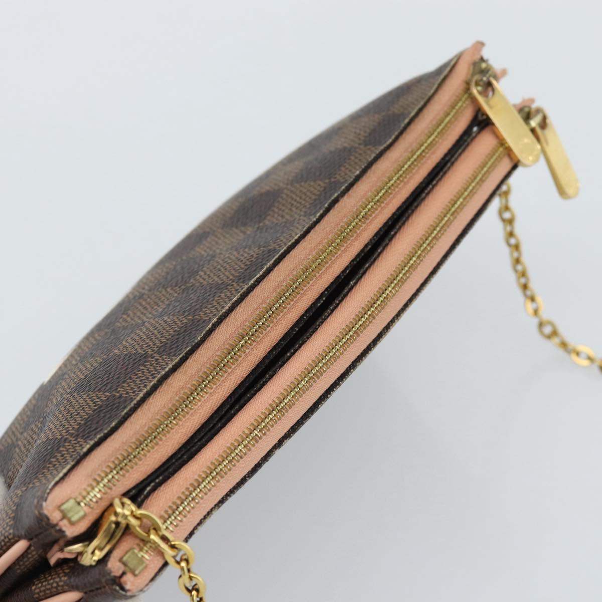 LOUIS VUITTON Damier Ebene Pochette Double Zip Shoulder Bag N60254 Auth ka5157