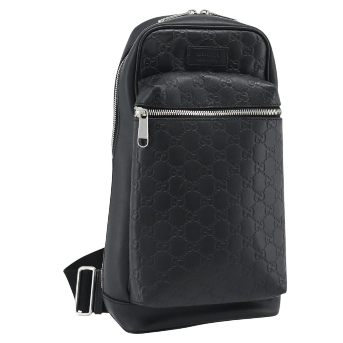GUCCI GuccissimaGG Japan Limited Body Bag Leather Black 450970 Auth ka5160A
