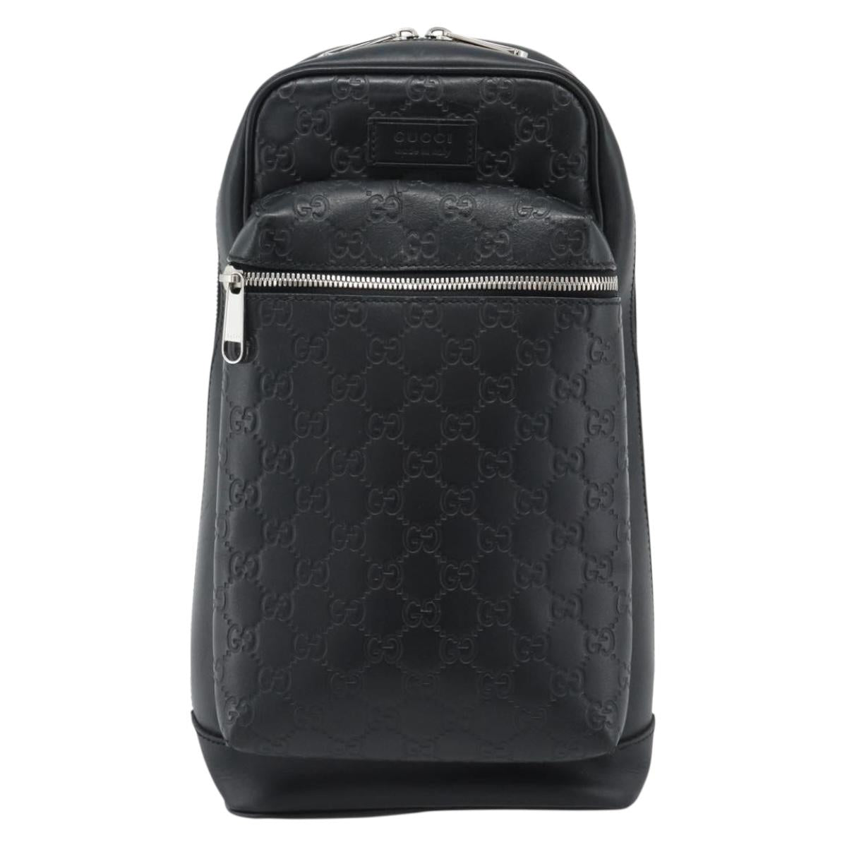 GUCCI GuccissimaGG Japan Limited Body Bag Leather Black 450970 Auth ka5160A