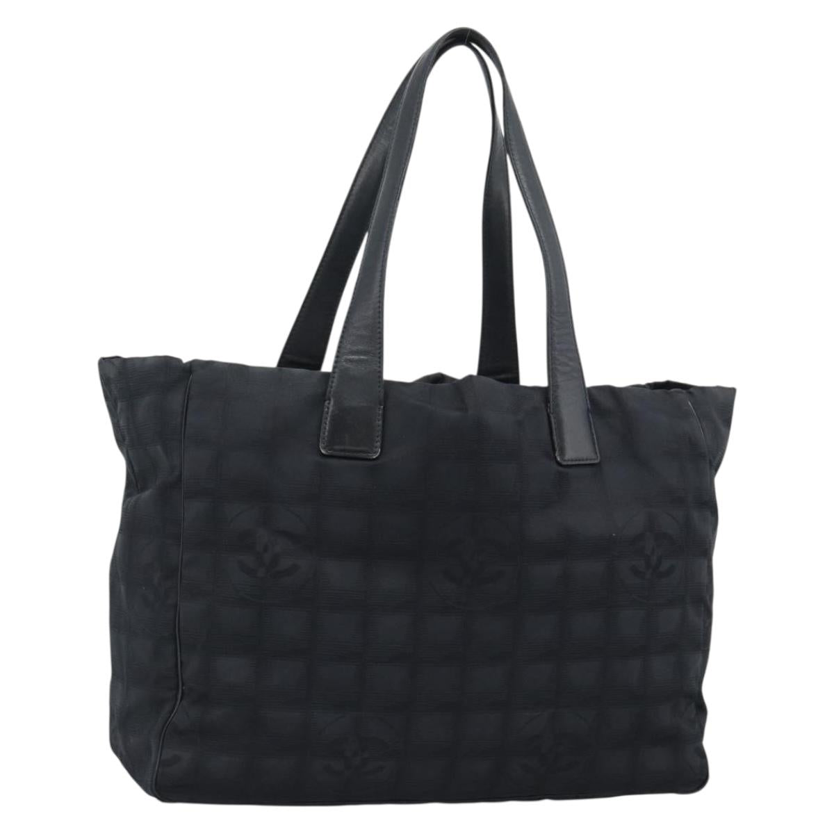 CHANEL New Travel Line Tote Bag Nylon Black CC Auth ka5162