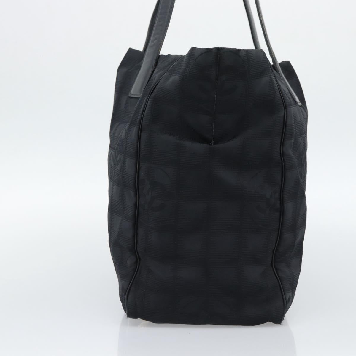 CHANEL New Travel Line Tote Bag Nylon Black CC Auth ka5162