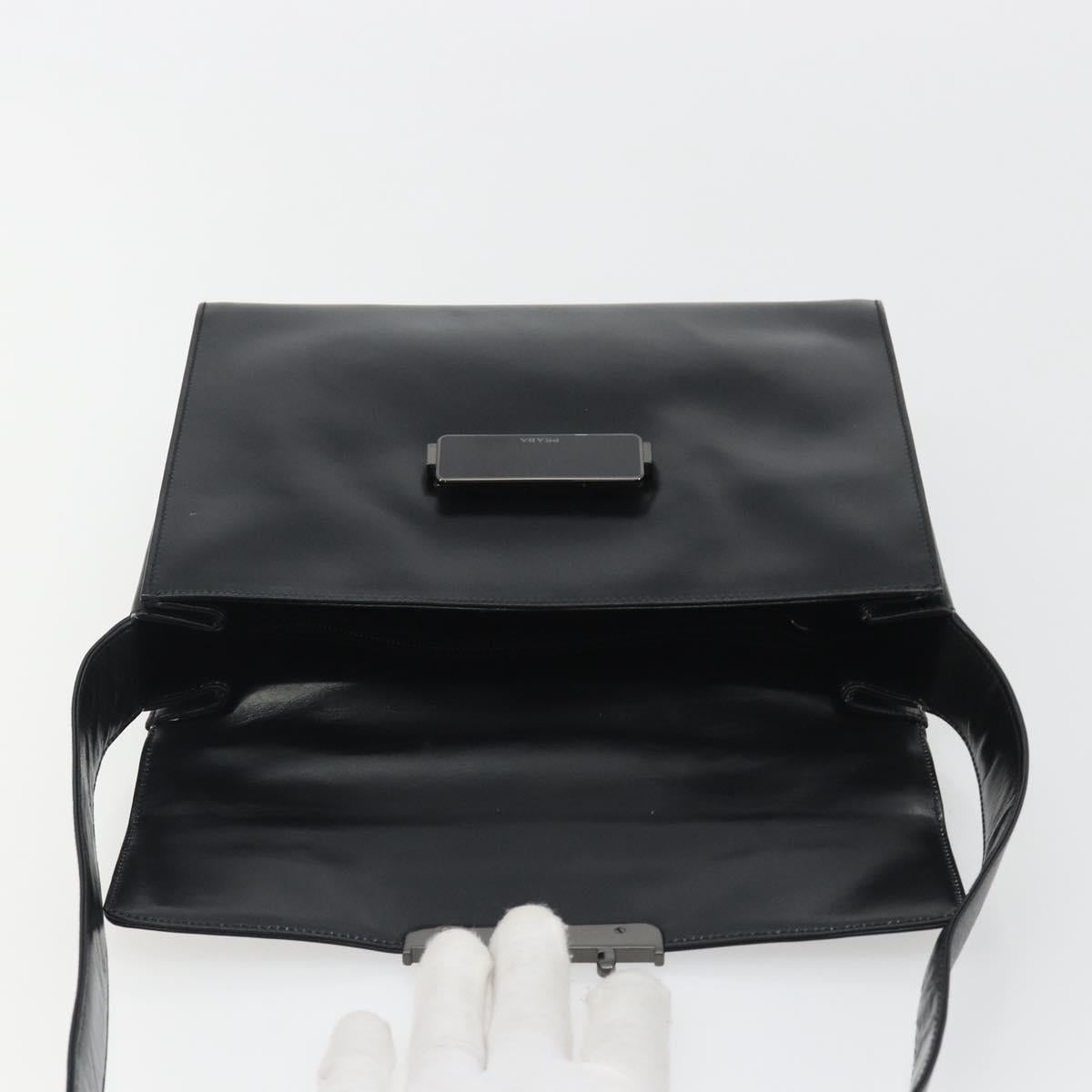 PRADA Shoulder Bag Leather Black Auth ka5165