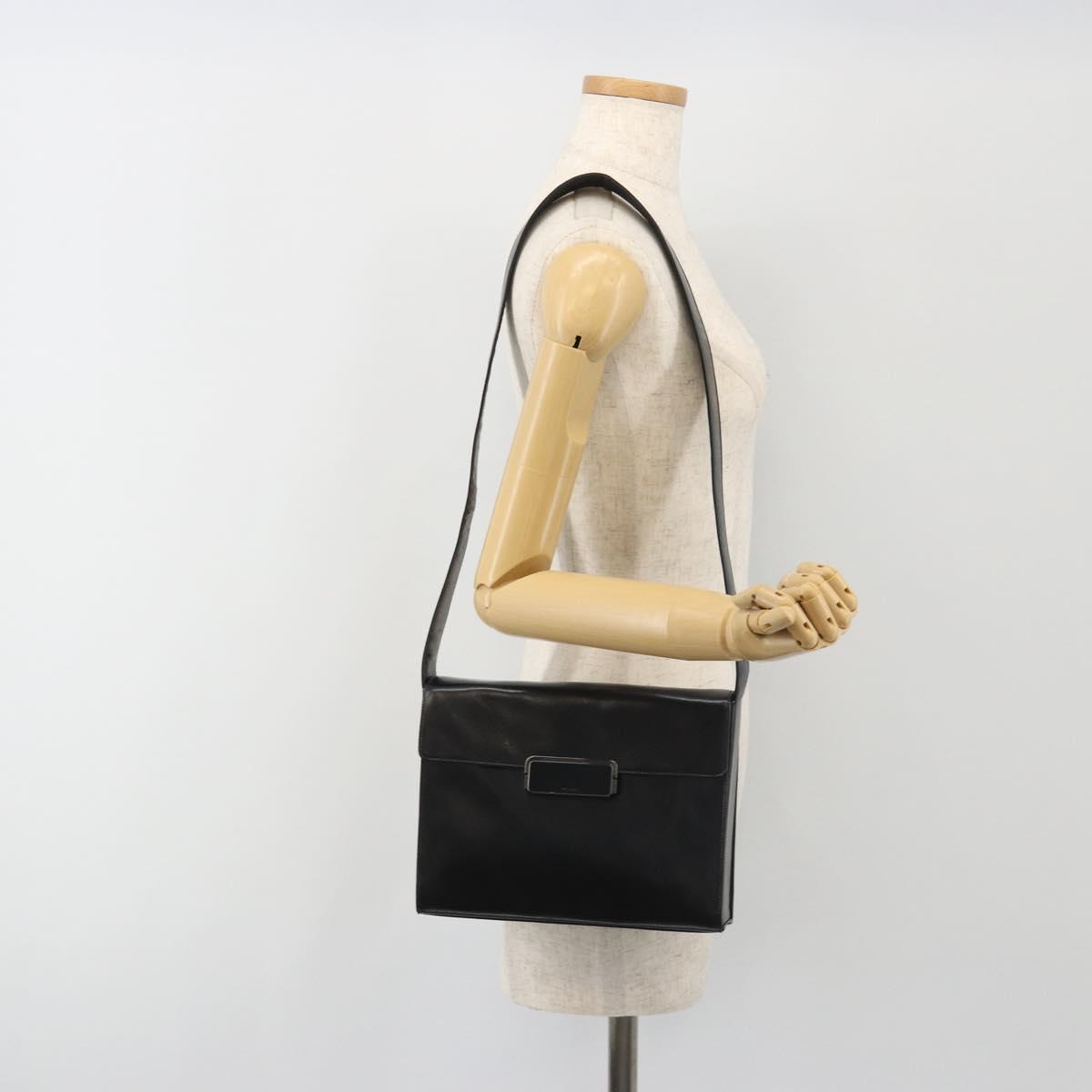 PRADA Shoulder Bag Leather Black Auth ka5165