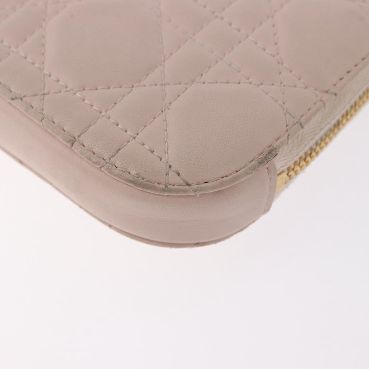 Christian Dior Chain Shoulder Bag Leather Pink Gold Auth ka5167
