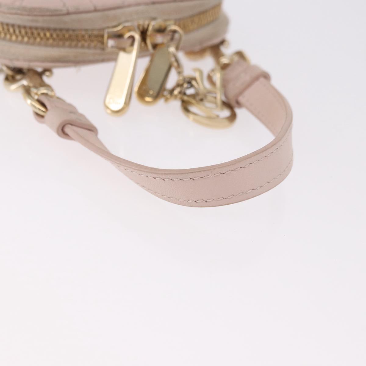 Christian Dior Chain Shoulder Bag Leather Pink Gold Auth ka5167