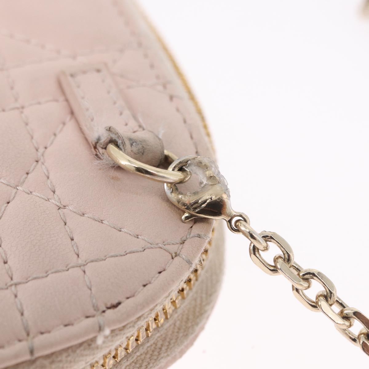 Christian Dior Chain Shoulder Bag Leather Pink Gold Auth ka5167