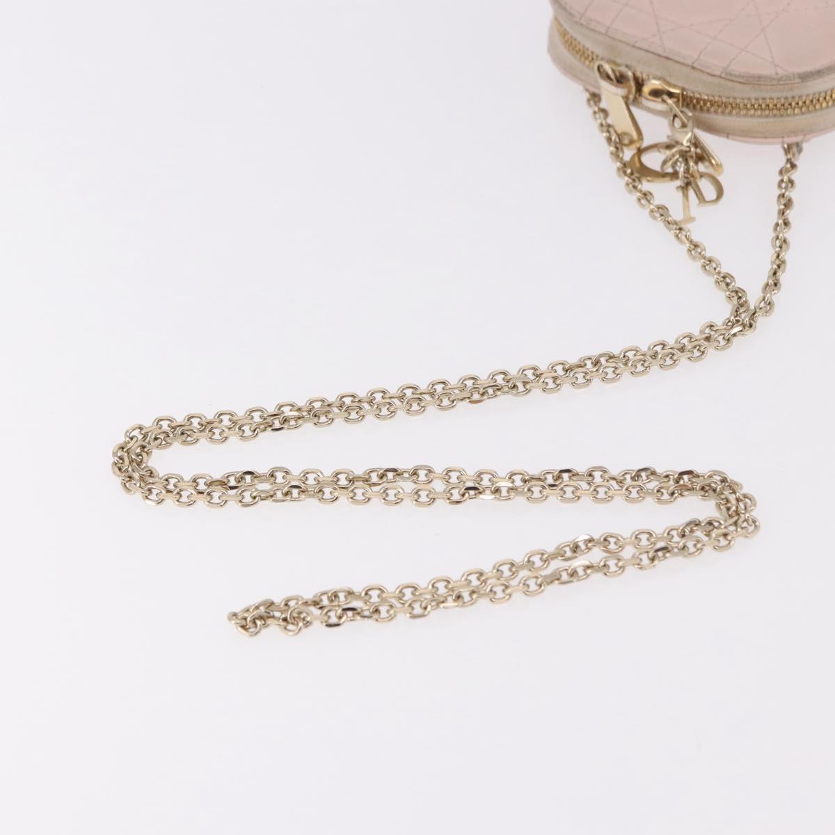 Christian Dior Chain Shoulder Bag Leather Pink Gold Auth ka5167
