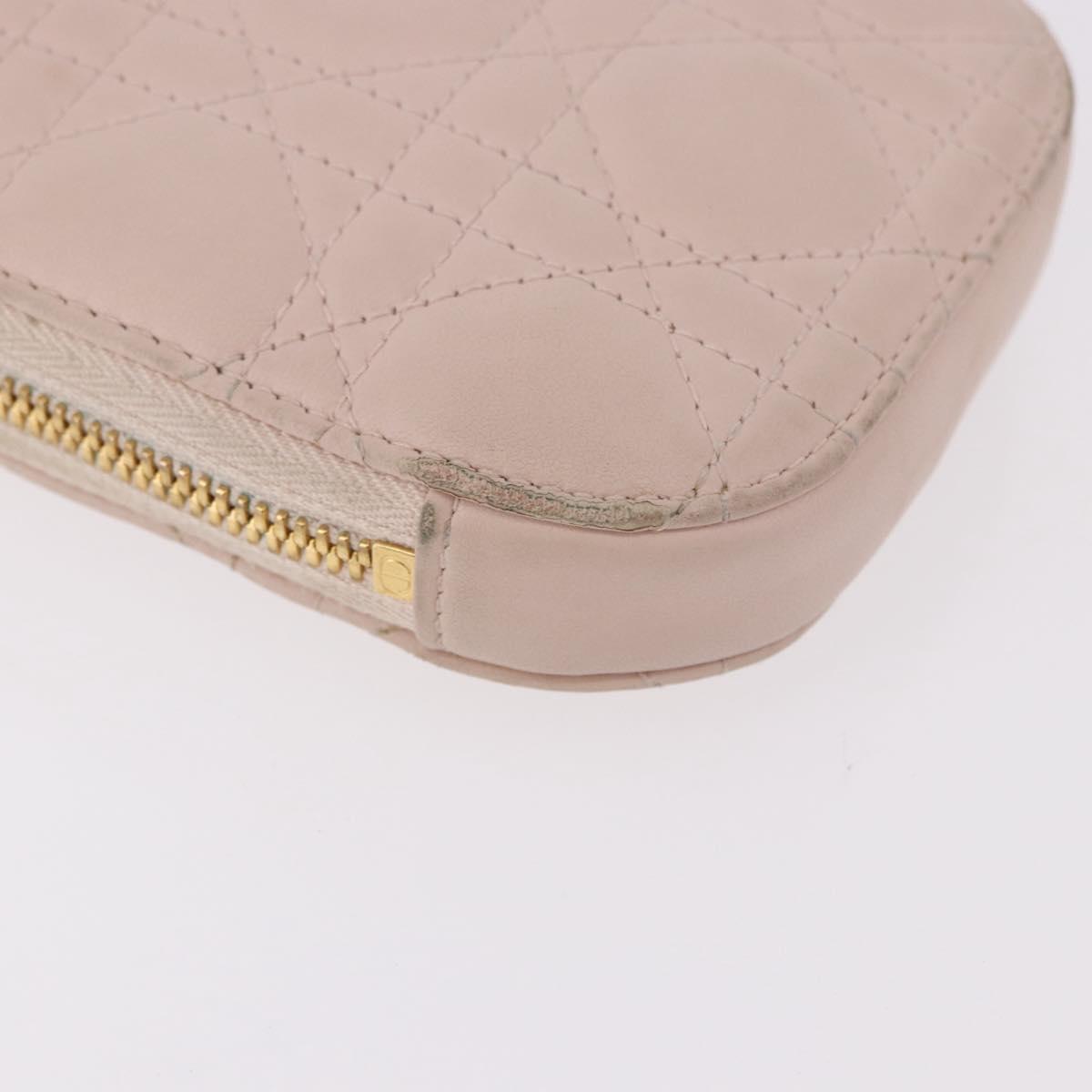 Christian Dior Chain Shoulder Bag Leather Pink Gold Auth ka5167