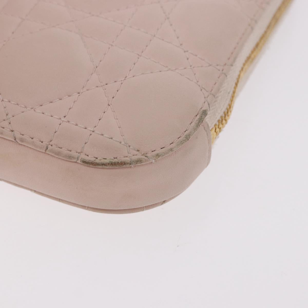 Christian Dior Chain Shoulder Bag Leather Pink Gold Auth ka5167