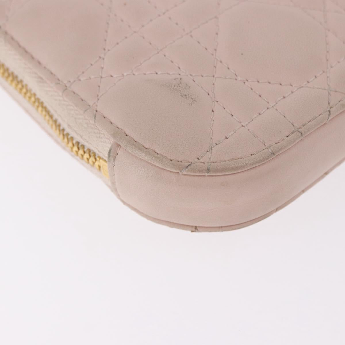 Christian Dior Chain Shoulder Bag Leather Pink Gold Auth ka5167