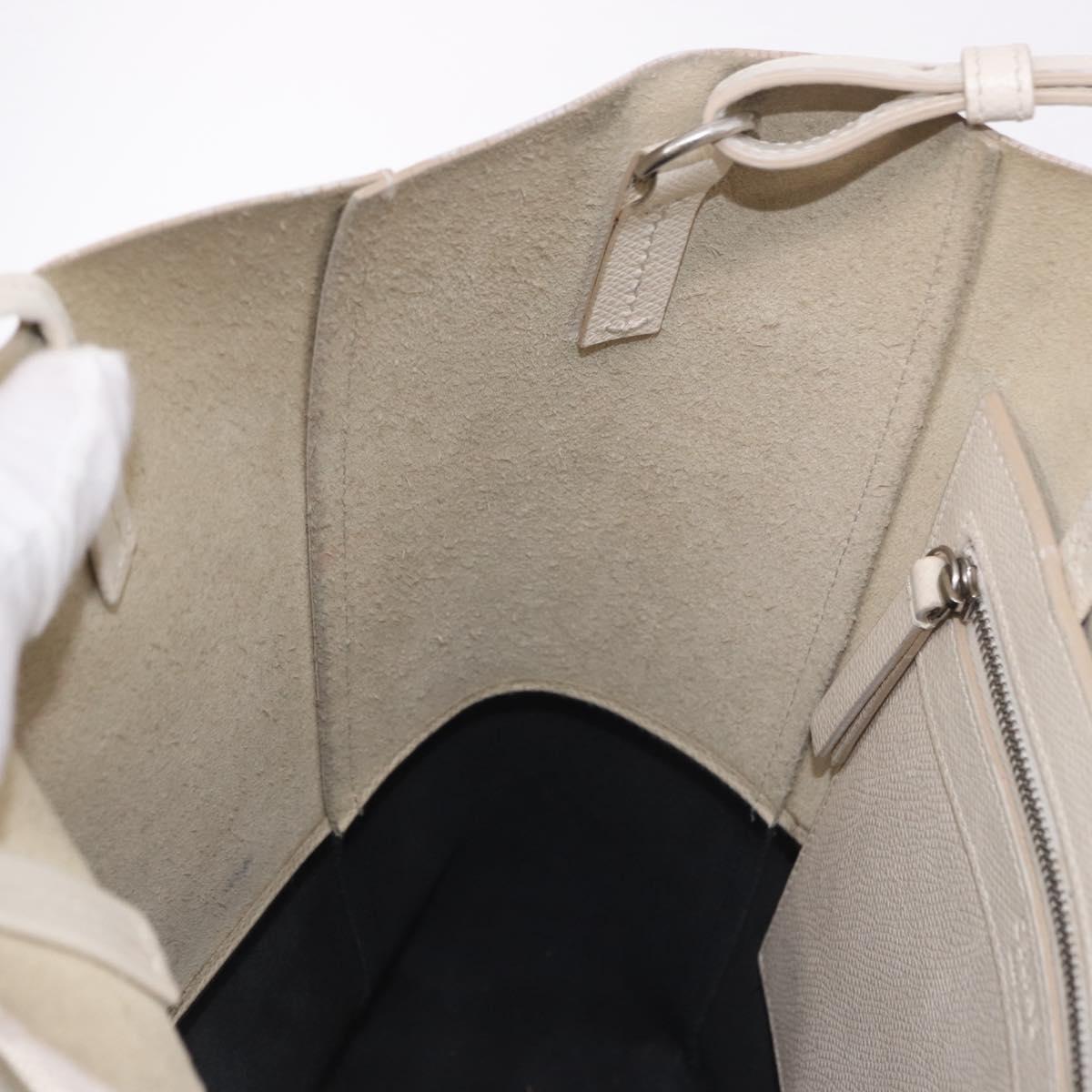 CELINE Vertical Cabas Small Hand Bag Leather 2way White Auth ka5169
