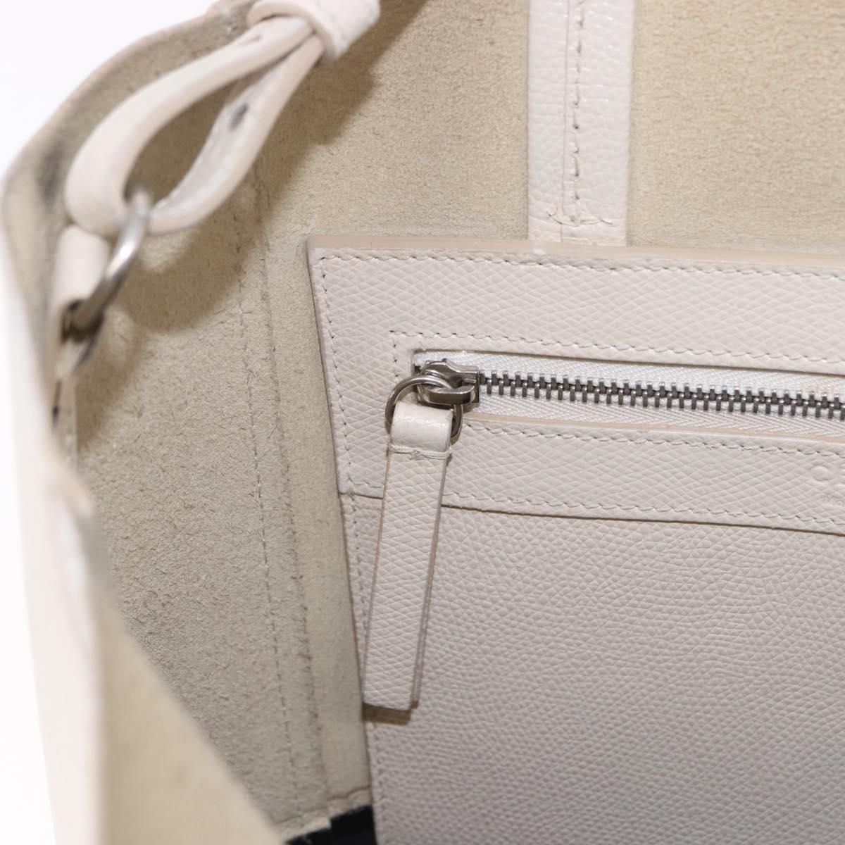 CELINE Vertical Cabas Small Hand Bag Leather 2way White Auth ka5169
