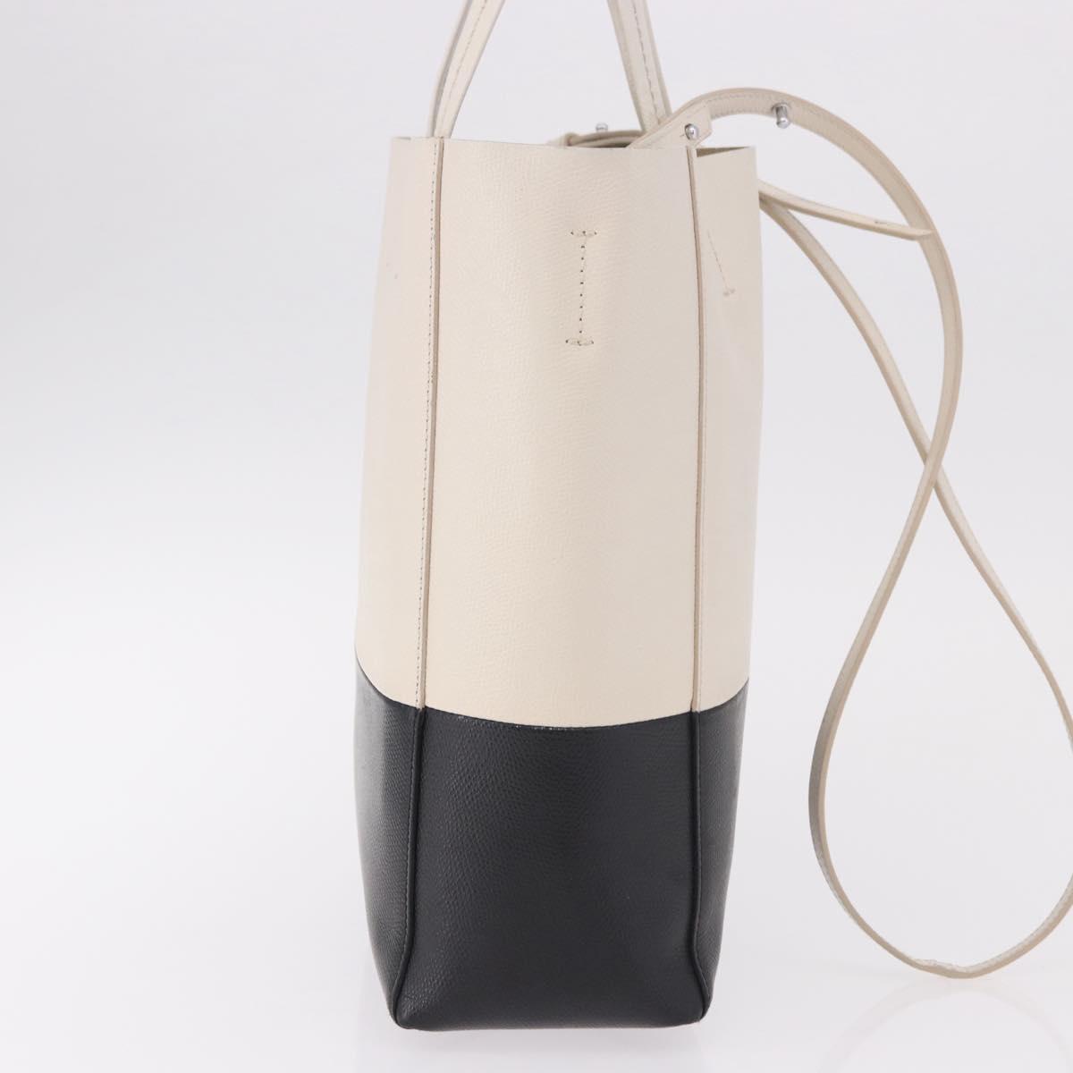 CELINE Vertical Cabas Small Hand Bag Leather 2way White Auth ka5169