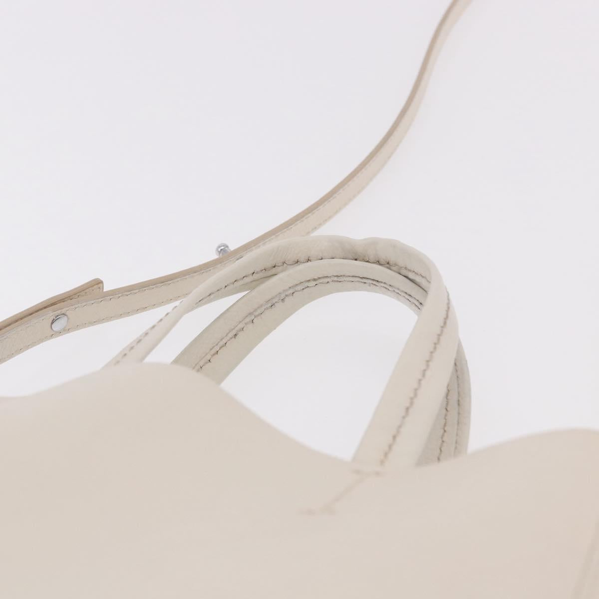 CELINE Vertical Cabas Small Hand Bag Leather 2way White Auth ka5169