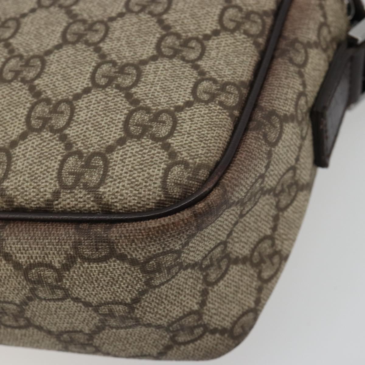 GUCCI GG Supreme Shoulder Bag PVC Leather Beige Silver 114291 Auth ka5174
