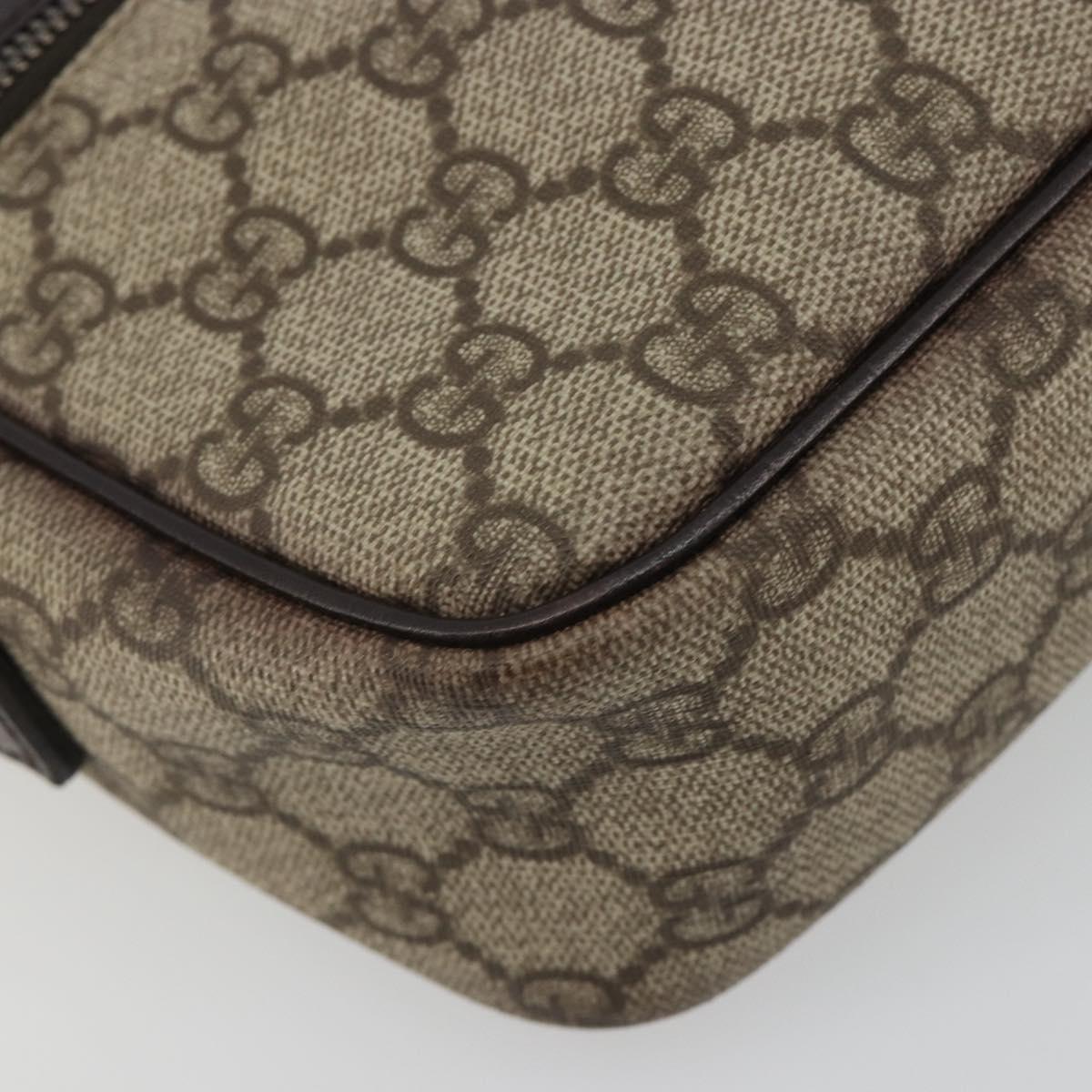 GUCCI GG Supreme Shoulder Bag PVC Leather Beige Silver 114291 Auth ka5174