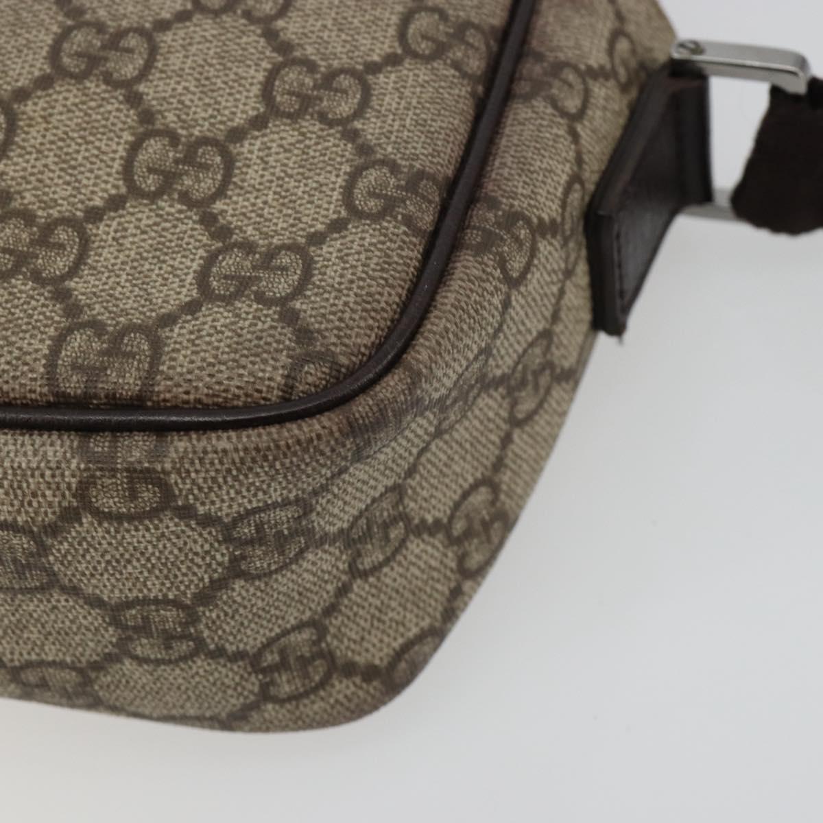 GUCCI GG Supreme Shoulder Bag PVC Leather Beige Silver 114291 Auth ka5174