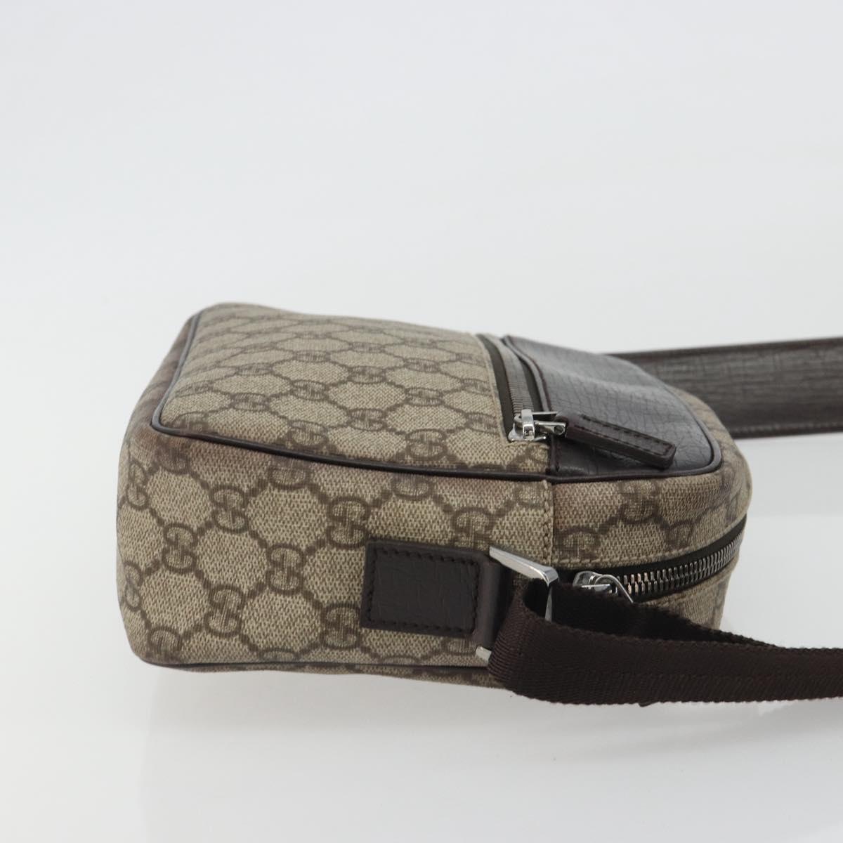 GUCCI GG Supreme Shoulder Bag PVC Leather Beige Silver 114291 Auth ka5174