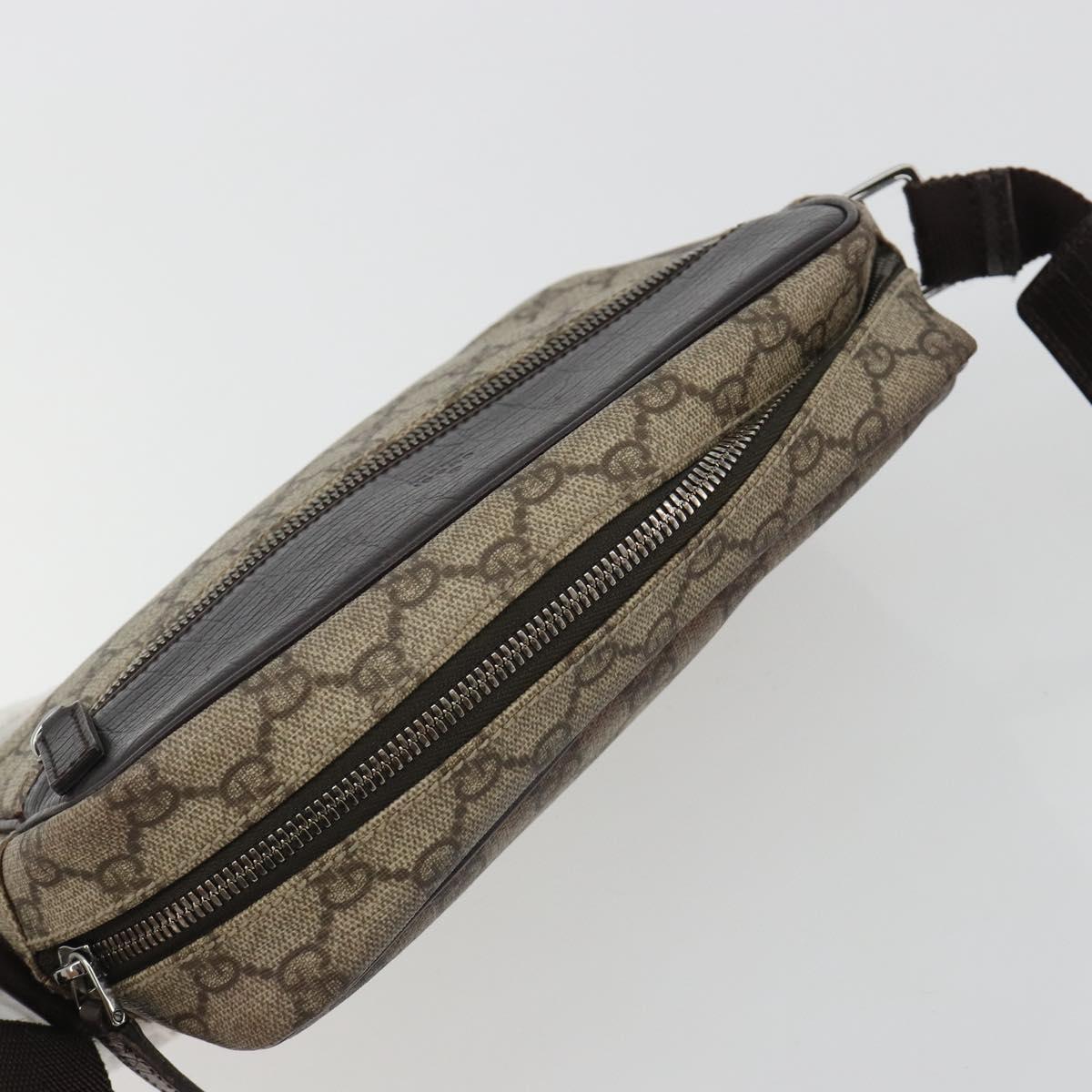 GUCCI GG Supreme Shoulder Bag PVC Leather Beige Silver 114291 Auth ka5174