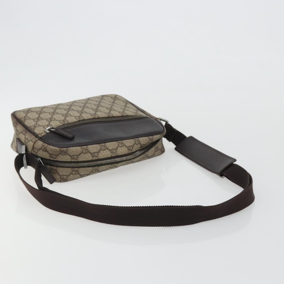 GUCCI GG Supreme Shoulder Bag PVC Leather Beige Silver 114291 Auth ka5174