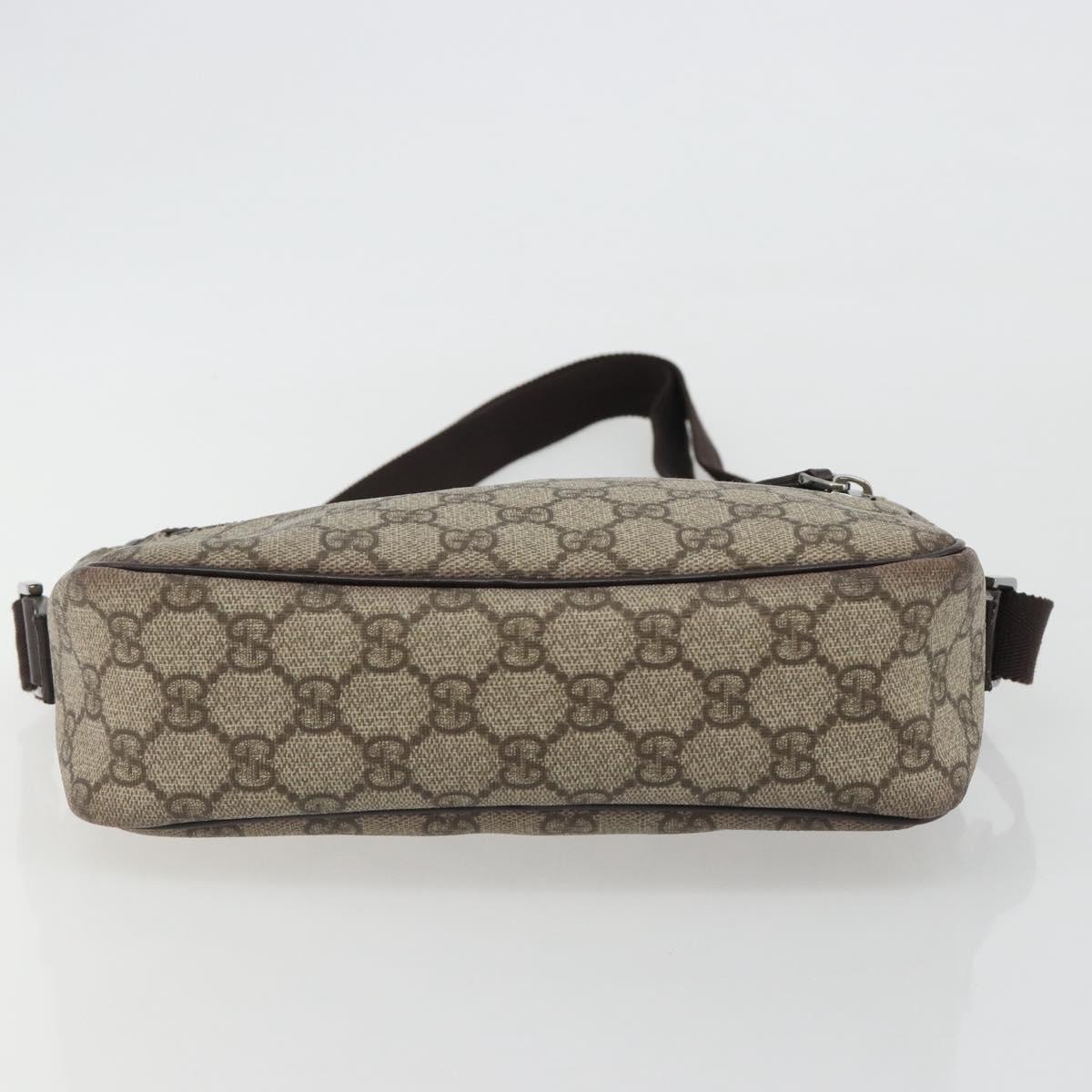 GUCCI GG Supreme Shoulder Bag PVC Leather Beige Silver 114291 Auth ka5174