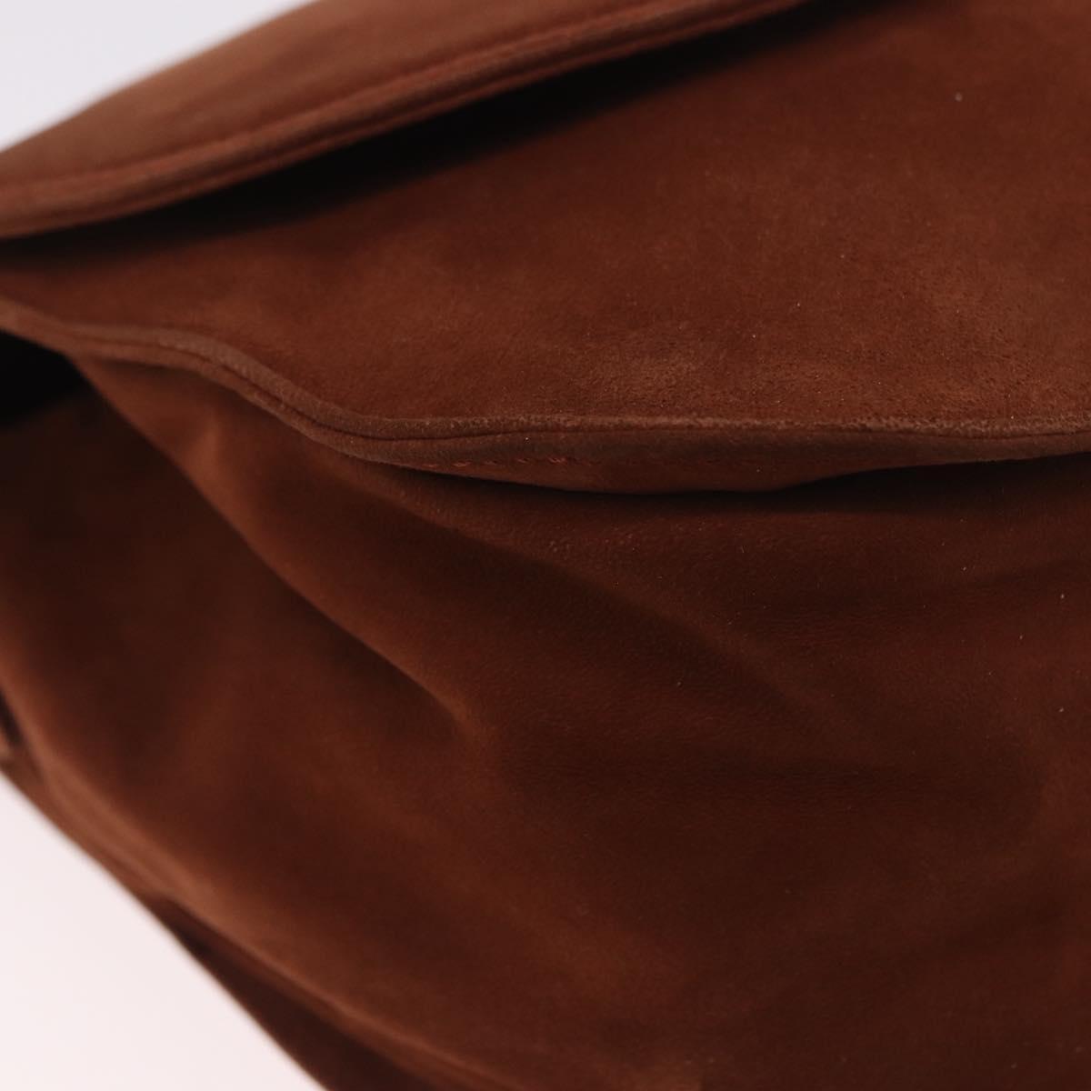 LOEWE Shoulder Bag Suede Brown Gold Auth ka5179