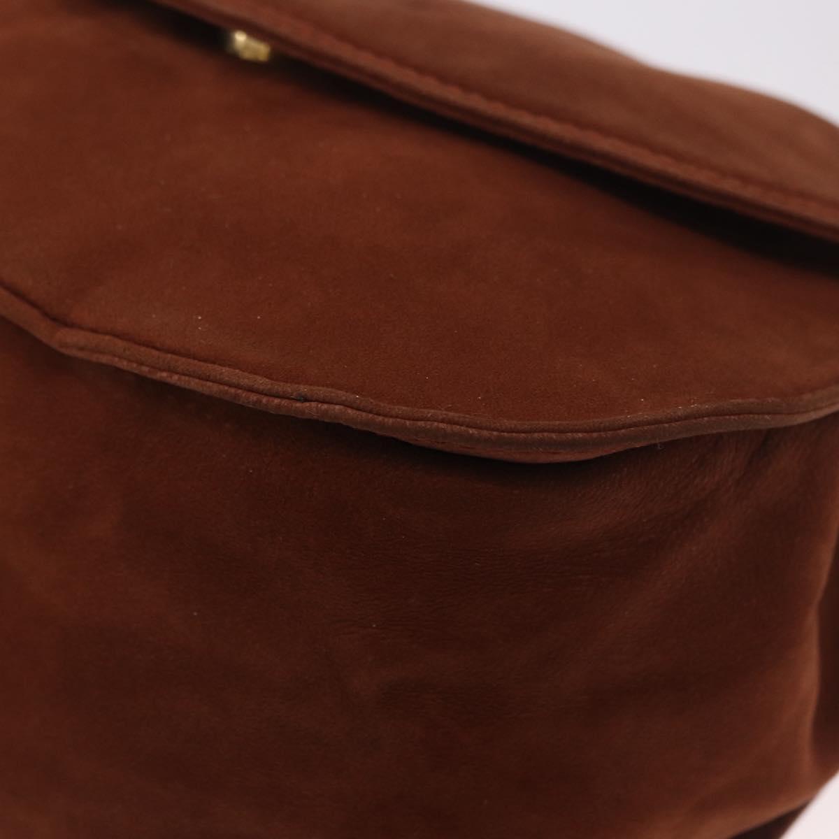 LOEWE Shoulder Bag Suede Brown Gold Auth ka5179