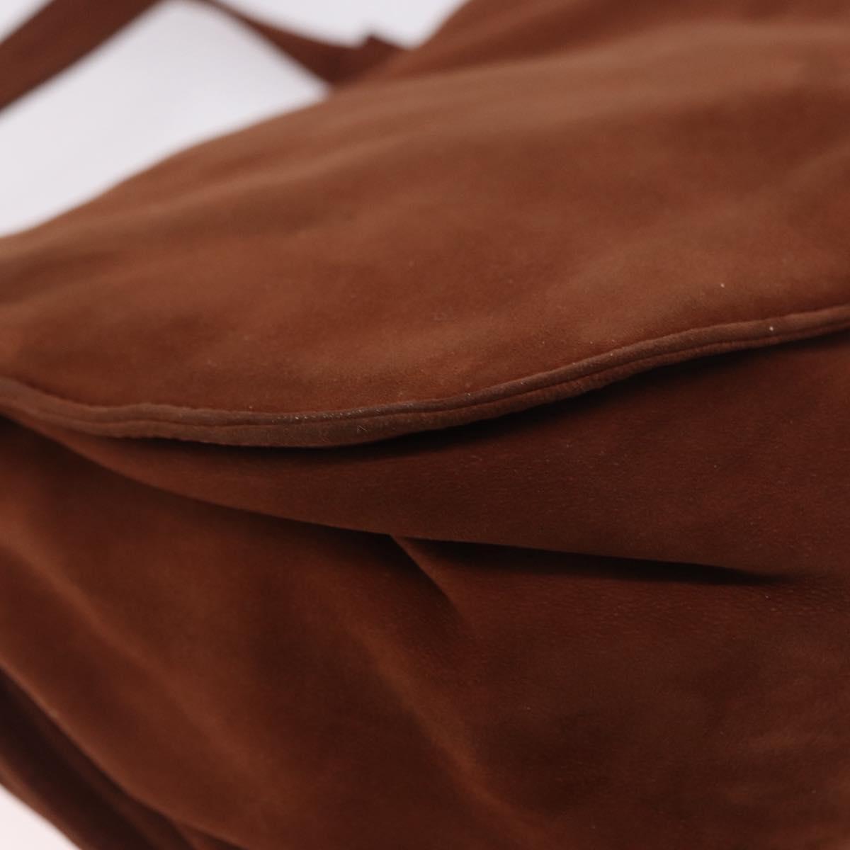 LOEWE Shoulder Bag Suede Brown Gold Auth ka5179