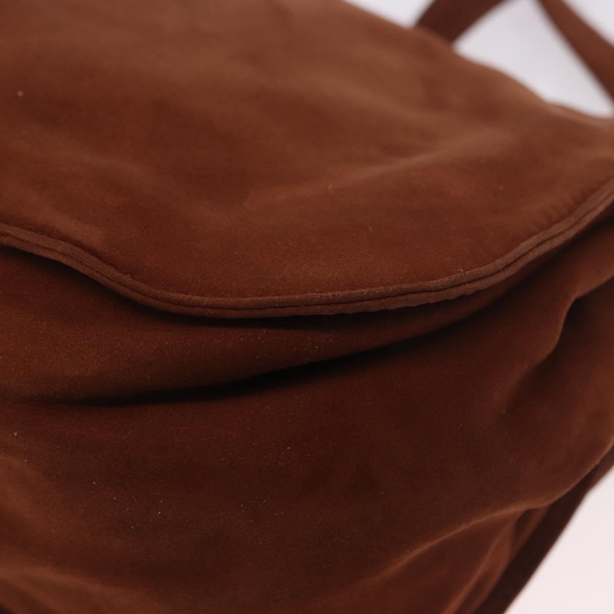 LOEWE Shoulder Bag Suede Brown Gold Auth ka5179